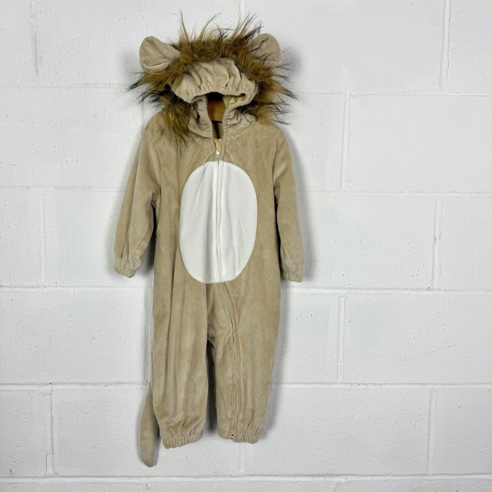 Baby Halloween Lion Costume Fleece Hoodie Zip Plush Faux Fur Animal SZ 12-18 Mo
